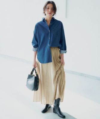 洗える】シアーコンビ プリーツ スカート（SKWSGM0318