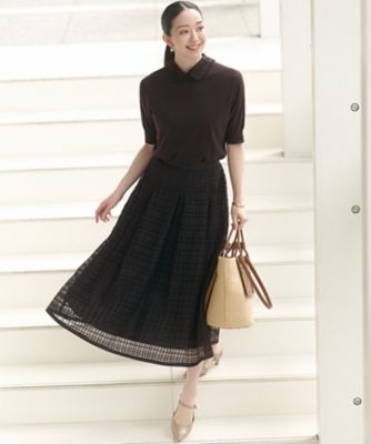 【洗える】Ｂｒｏｃｈｅ　チェックレース　スカート（ＳＫＷＳＧＭ０５１３）