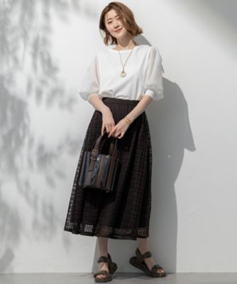 【洗える】Ｂｒｏｃｈｅ　チェックレース　スカート（ＳＫＷＳＧＭ０５１３）