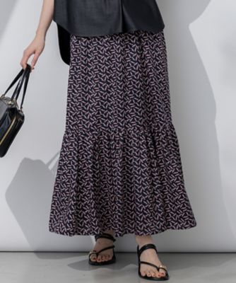 【SALE】23区 S (Women/小さいサイズ)/ニジュウサンク エス エスパドリーユプリント ティアード スカート(SKWSGM0608) 575_ネービーブルー 【三越伊勢丹/公式】