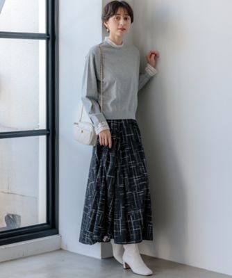 洗える】モノクロトーンプリント スカート（SKWSGS0014