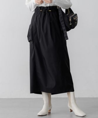 【SALE】23区 S (Women/小さいサイズ)/ニジュウサンク エス【撥水加工/洗える】ブライトタフタ ドロスト スカート(SKWSGS0207) 005_クロ 【三越伊勢丹/公式】