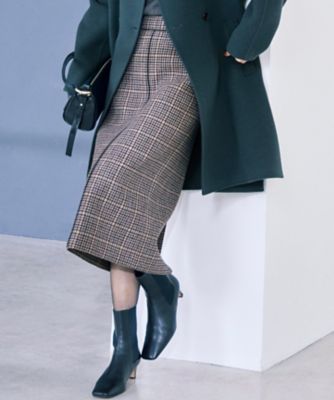見上愛さん着用】ボンディングチェックツイード Iライン スカート