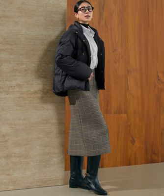 見上愛さん着用】ボンディングチェックツイード Iライン スカート
