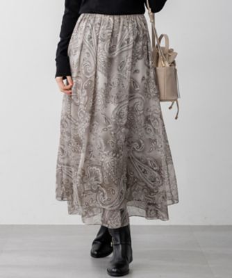 23区 S (Women/小さいサイズ)/ニジュウサンク エス Erica クレープペイズリープリント スカート(SKWSGW0417) 503_ライトグレー 【三越伊勢丹/公式】