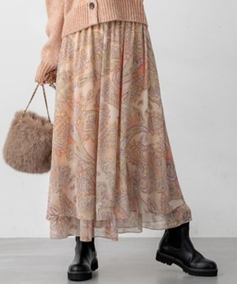 23区 S (Women/小さいサイズ)/ニジュウサンク エス Erica クレープペイズリープリント スカート(SKWSGW0417) 512_ピンク 【三越伊勢丹/公式】