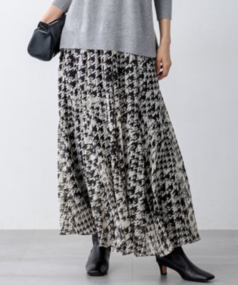 ＜23区 S (Women/小さいサイズ)＞【洗える】ハウンドトゥースアートプリント　ギャザー　スカート（ＳＫＷＳＧＷ０５１６）