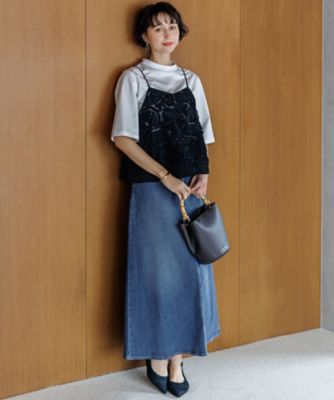 RED CARD TOKYO×23区】ストレッチ デニムフレアスカート