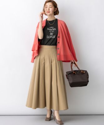 ストレッチギャバ チノ タックフレアスカート（SKWSLM0318