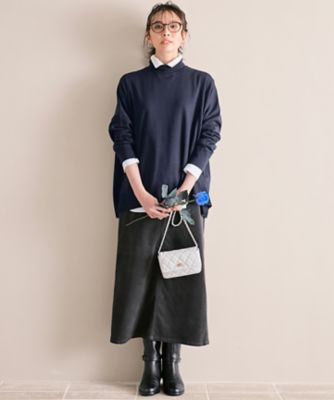 洗える】23区DENIM ベルベットストレッチ Aライン スカート