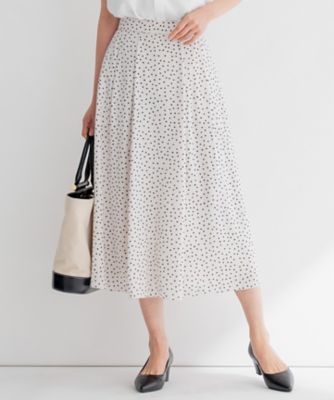 ＜23区 S (Women/小さいサイズ)＞【セットアップ対応／洗える】バックサテンアムンゼン　ドットプリント　スカート（ＳＫＷＳＳＭ０４０２）