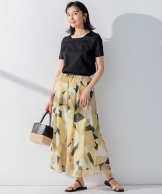 【大きいサイズ48】23区 洗える Pilatプリント ギャザー スカート 完売 11008SKWSSM0509540004?$VS_1500$