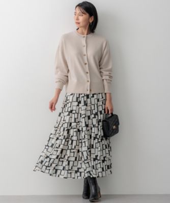 23区 ARGENTIコラージュプリントティアードスカート　40サイズ 洗える】ARGENTIコラージュプリント ティアードスカート