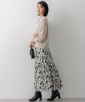 最終値下げ⭐️23区⭐️【洗える】コラージュプリント ティアードスカート 洗える】ARGENTIコラージュプリント ティアードスカート / 23区