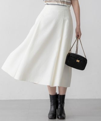 ＜23区 L (Women/大きいサイズ)＞【洗える】ジオメトリックジャカード　タックフレア　スカート（ＳＫＷＷＧＳ０２０４）
