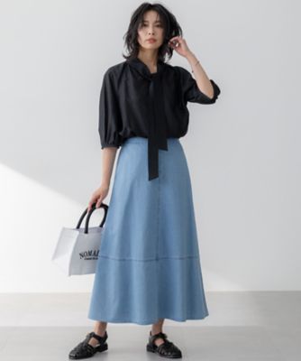 洗える】ライトダンガリー フレア スカート