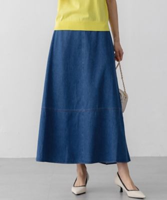 洗える】ライトダンガリー フレア スカート