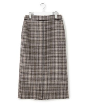 見上愛さん着用】ボンディングチェックツイード Iライン スカート
