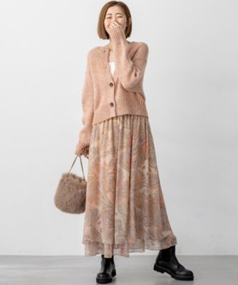 極美品 CELINE 23AW ボーリングスカート ペイズリー レーヨン 42 洗える】Erica クレープペイズリープリント スカート