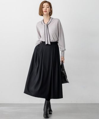 洗える】ウールミルドジャージー タック スカート