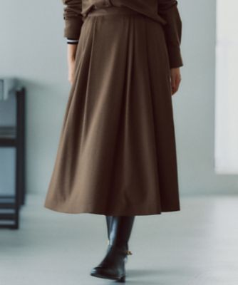 【洗える】ウールミルドジャージー　タック　スカート（ＳＫＷＷＧＷ０４３０）