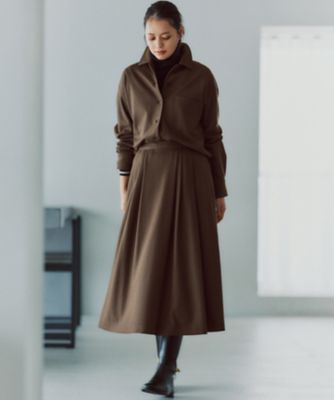 洗える】ウールミルドジャージー タック スカート