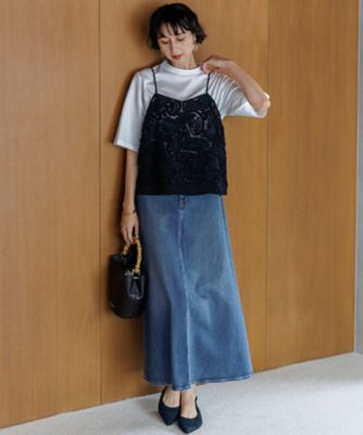 【極美品】スカラー25周年記念デニムフレアスカート Mサイズ RED CARD TOKYO×23区】ストレッチ デニムフレアスカート