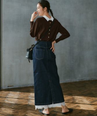 美品✨　yanuk Iラインデニムスカート　Sサイズ　OWI(NAVY) YANUK（ヤヌーク） スカート デニム 「yanuk/ヤヌーク」Iラインデニム