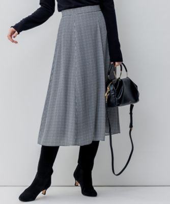 ＜23区 L (Women/大きいサイズ)＞【洗える】バックサテンアムンゼン千鳥プリント　スカート（ＳＫＷＷＳＷ０４０４）