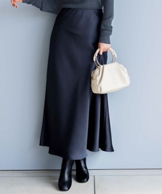 ＜23区 L (Women/大きいサイズ)＞【洗える】ヴィンテージサテン　Ｉライン　スカート（ＳＫＷＷＳＷ０４１６）
