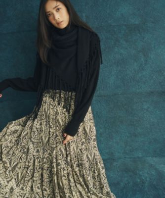 【美品】23区　24SS フレンチペイズリーデシン ティアードスカート　洗える 杏さん着用/洗える】フレンチペイズリーデシン ティアード