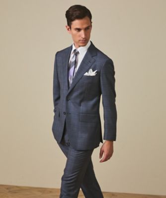 SHIPS by RING JACKET ネイビー ビジネススーツ Zegna ZEGNA／ゼニア】エレクタ スーツ（サックスブルーチェック