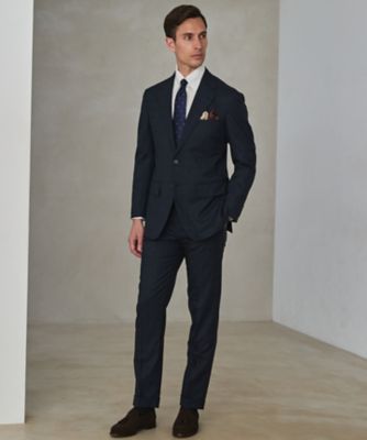 五大陸 (Men)/ゴタイリク シワになりにくい【御幸毛織／みゆきけおり】ＤＲＹＳＰＩＮＮＥＲ　平織スーツ＿ネイビー格子（ＳＲＧＯＬＭ００８５）