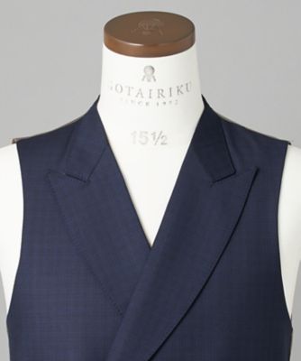 ＷＥＢ＆一部店舗限定【ＤＯＲＭＥＵＩＬ／ドーメル】ＩＭＰＥＲＩＡＬＪＡＤＥ／インペリアルジェイド　通年　３ピーススーツ（ネイビー×格子）（Ｓ