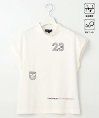 23区GOLF/ニジュウサンクゴルフ 【WOMEN】新色追加!【吸水速乾/UVカット】フレンチスリーブロゴモックネック(TOVLCM0418)