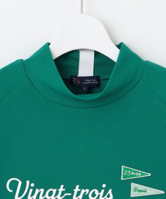 UVカット吸水速乾 フラワープリントモックネックT GOLF】カミフロゴプリントモックネックTシャツ(吸水速乾・UV