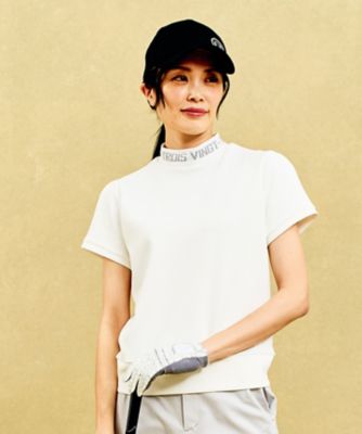 23区GOLF/ニジュウサンクゴルフ 【WOMEN】【吸水速乾/UVケア】上品エレガントな1枚で着映えるロゴリブモックネック(TOVLGS0318)