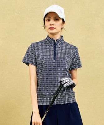 【ＷＯＭＥＮ】【吸水速乾／ＵＶケア】エレガントで新鮮なモノグラム柄　ハーフジップカットソー　一枚でコーデが華やかに◎　（ＴＯＶＬＧＳ０３３８
