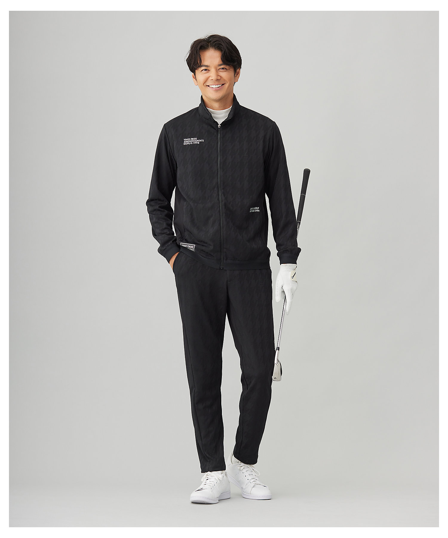 MEN】【UVカット】千鳥ジャカードニットブルゾン MEN】【UVカット】千鳥ジャカードニットブルゾン