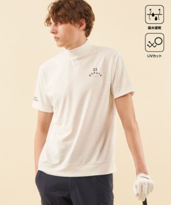 23区GOLF/ニジュウサンクゴルフ 【MEN】【吸水速乾/UVケア】YELL柄ジャガード モックネック(TOVTCM0405)