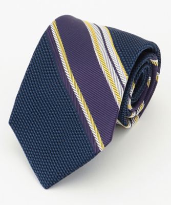 新品　エルメス　ネクタイ　ネイビー　レジメンタル　ベルト　財布　ジャケット 新品同様☆HERMES レジメンタル柄ネクタイ ネイビー フランス製 匿名