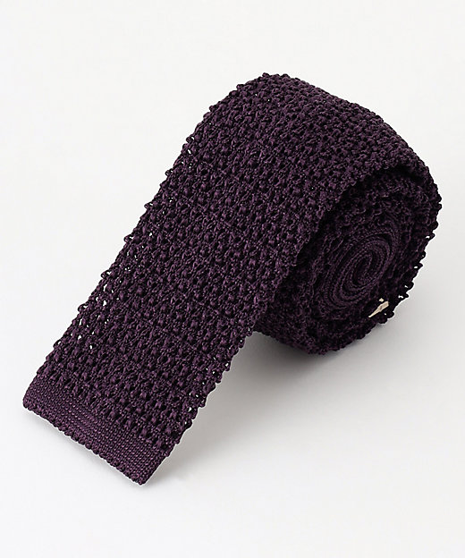  KNIT TIE COLLECTION】無地 ニットネクタイ 080_パープル