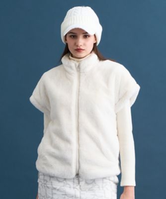 23区GOLF/ニジュウサンクゴルフ ジップアップファーベスト(VJVLGW0518) 001_シロ スポーツウェア【三越伊勢丹/公式】