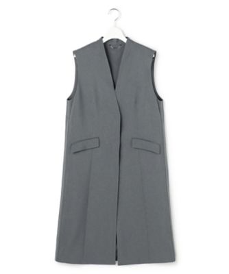 ICB 未使用 グレー ロングベスト　L WEB＆一部店舗限定】 SerikaWorsted ノーカラー