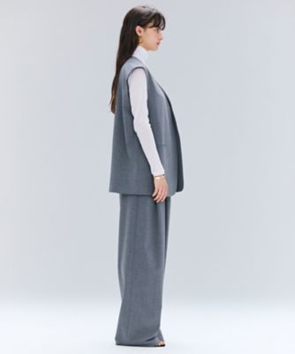 ella_selectshopマシュマロウールタッチジレ　グレー セットアップ対応】ZEPHYR ／ ウールライクノーカラージレ