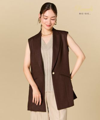 ＜BEIGE， (Women)＞ＣＡＲＯＬＥ　／　リネンライクノースリーブジレジャケット（ＶＲＣＷＧＭ０７３１）