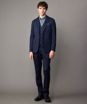 高級【JOSEPH ABBOUD】切替ベスト　ジレ ネイビー　SIZEL ストレッチ／多機能】ツィーディジャージ ベスト