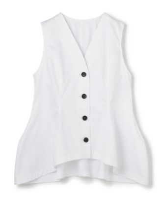 ＜uncrave (Women)＞コットンクロスプレーン　ペプラムジレブラウス（ＶＲＵＶＬＳ０２０１）