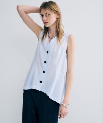 ＜uncrave (Women)＞コットンクロスストライプ　ペプラムジレブラウス（ＶＲＵＶＬＳ０３０１）