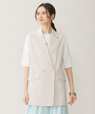 【セットアップ対応・洗える】リネンレーヨンストレッチ　ジレ（ＶＲＷＭＣＭ０４０４）